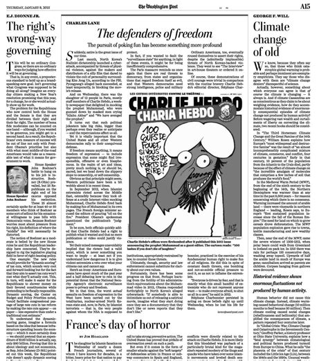 Washington Post publishes Charlie Hebdo cartoon on the front of the ...