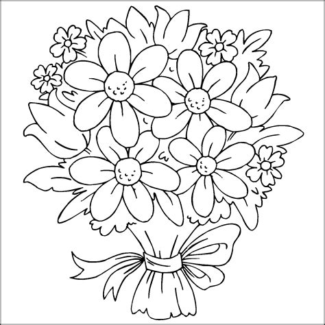 Bouquet Of Flowers Coloring Pages for childrens printable for free
