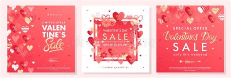 Valentines Day Special Offer Banners Stock Vector Illustration Of