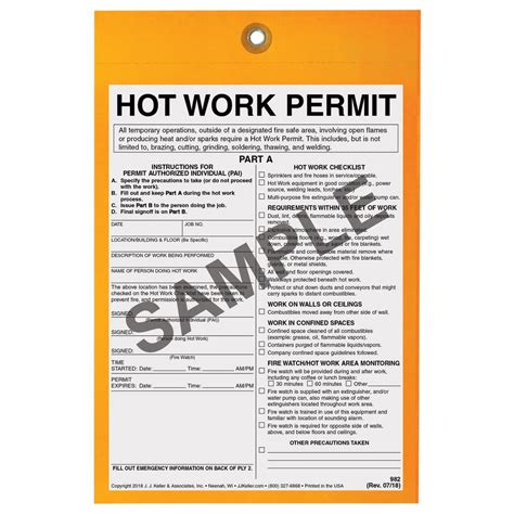 Hot Work Permit Form Osha Ph