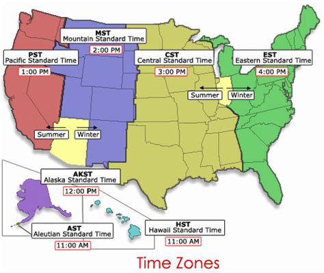 Printable Time Zone Map Usa