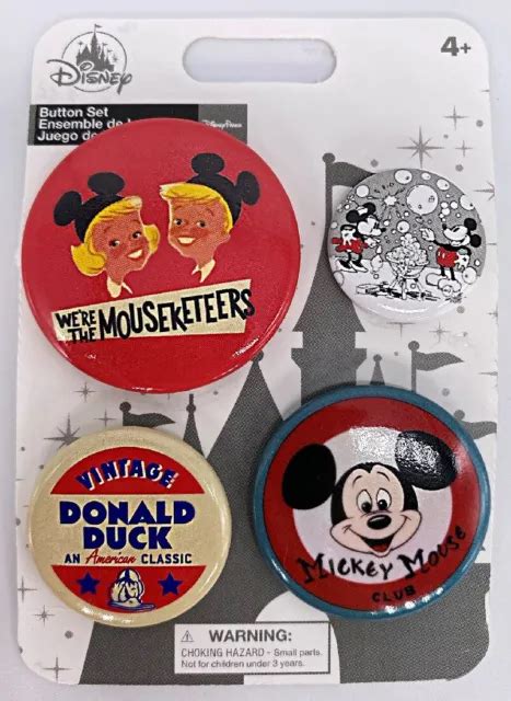 Disney Parks Mickey Mouse Club Mouseketeers Minnie Donald 4 Button Set