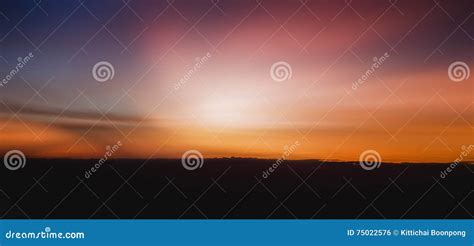 Colorful Panorama Sky During Sunrise And Sunset In A Summer Morning