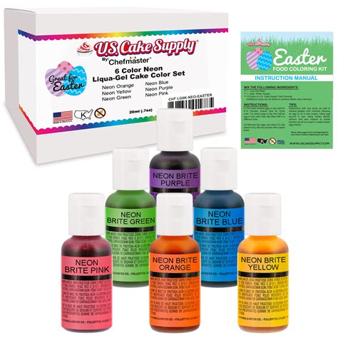 I used both their standard pack and their neon pack to create the colors you see in this post. 6 Color Neon Cake Food Coloring Liqua-Gel Easter Egg ...