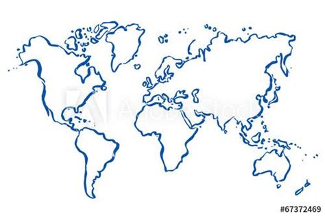 Drawn Vector Map Of World World Map Sketch Map Sketch Map