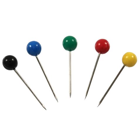 Map Pins Assorted Colours Pack 100