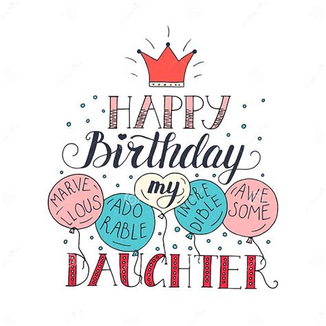 Color Vector Birthday Card For Daughter Unique Lettering Poster With A