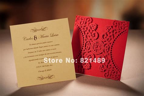 Traditional China Style Red Wedding Invitation Vintage Red Lace