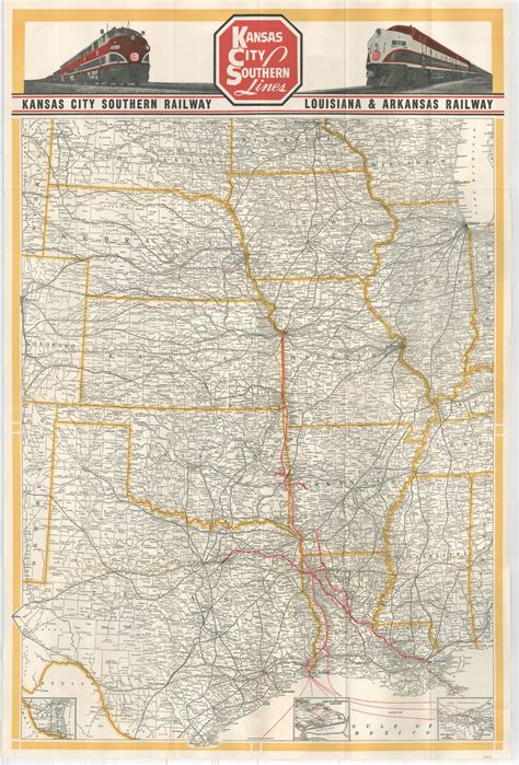 Map Of Kansas City Southern Railway Louisiana And Arkansas Railway And