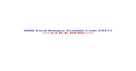 2000 Ford Ranger Trouble Code P0171 P0174 Lean Codes Common Cause The
