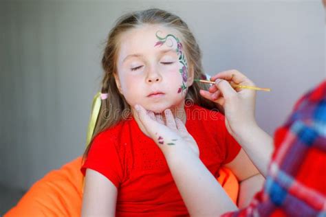 Adorable Girl Getting Her Face Flower Painted Stock Image Image Of Beautiful Expression 94842649
