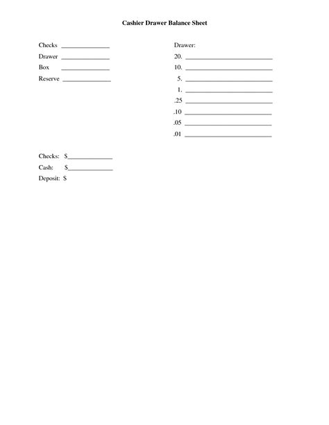 Cash Drawer Balance Sheet Template Balance Sheet Template Balance