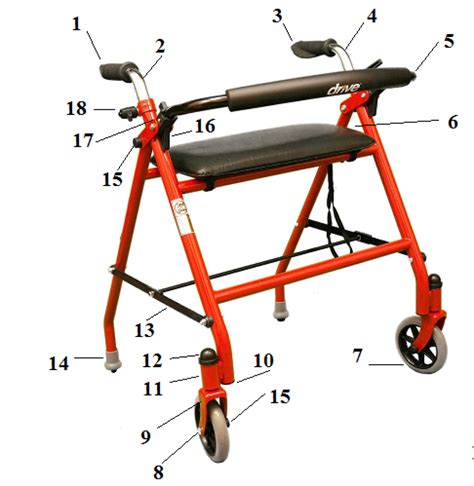 Two Wheeled Walker With Seat Replacement Parts By Drive Medical