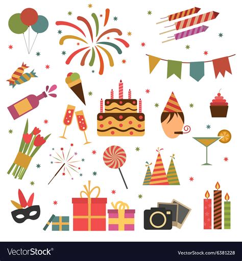 Birthday Party Icons Royalty Free Vector Image