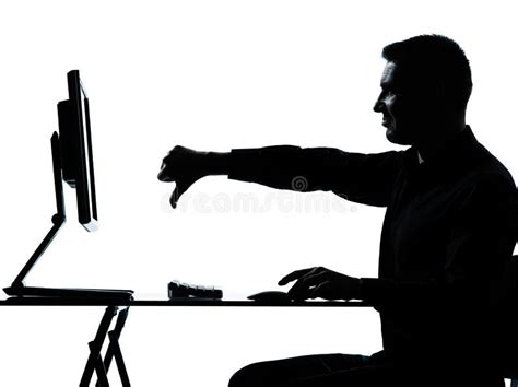 Business Man Silhouette Computer Thumb Down Stock Photo Image Of