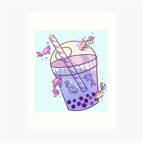 15 boba tea (tapioca bubble tea) stickers. "Boba Tea Fish" Art Print by MynnuB | Redbubble