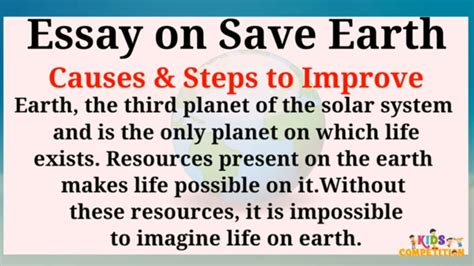 Essay On Save Earth Lines For Essay On Save Earth For Class 4567