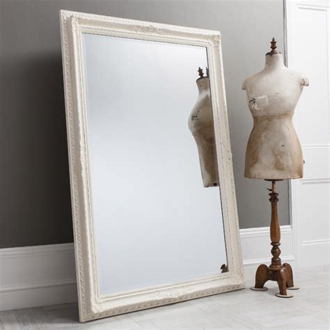 Antique French Style White Buckingham Leaner Mirror Homesdirect365