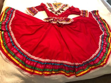 Red Mexican Folklorico Dress Girls Sz 12 On Mercari Folklorico