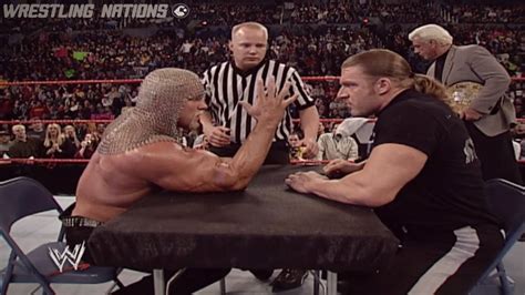 Triple H Vs Scott Steiner Arm Wrestling Match On Raw Youtube