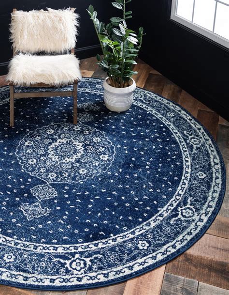 Navy Blue 152cm X 152cm Bexley Round Rug Irugs Ch