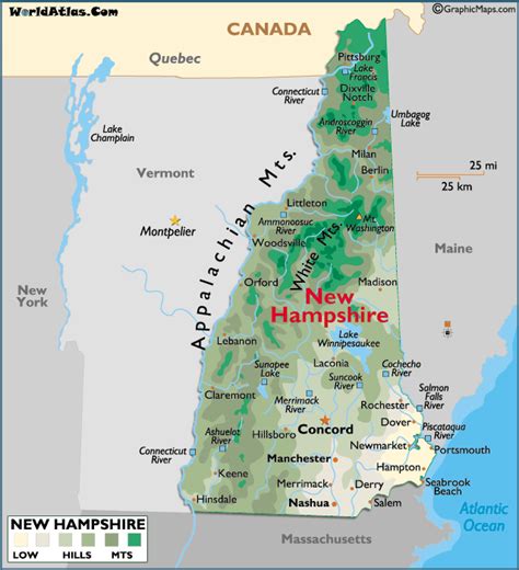 Map Of New Hampshire Large Color Map