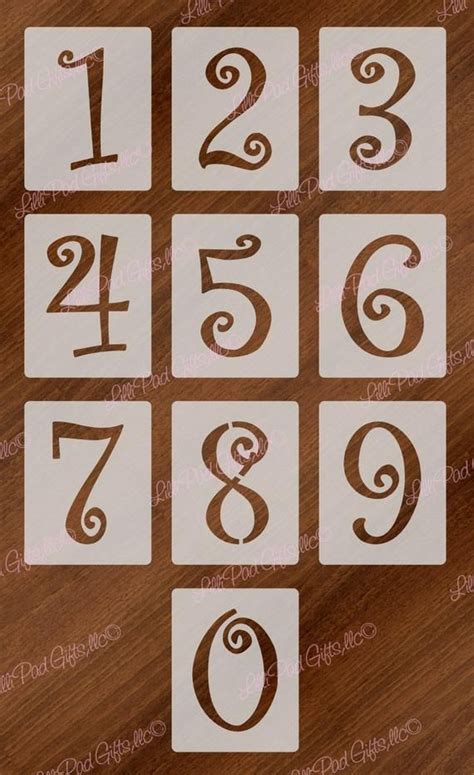 Numbers are roughly 1 tall. 3 INCH Curly Sue Numbers - 0-9 - Re-usable stencils, Curlz ...