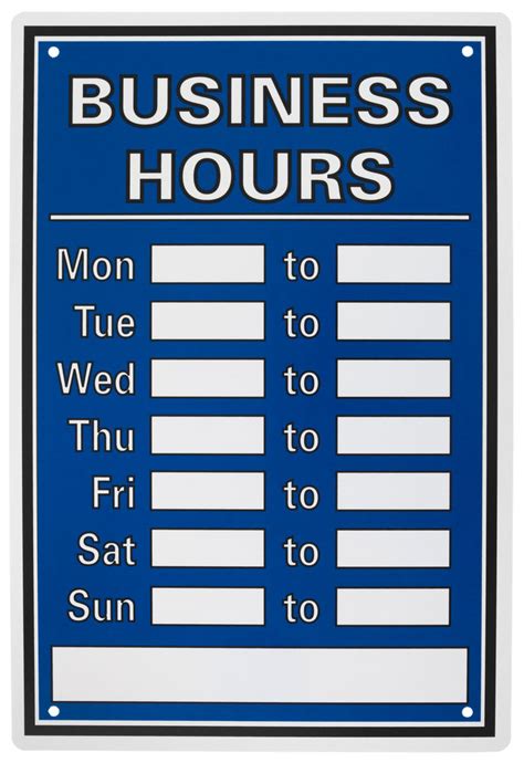 Hours Signs - Welcome to OM Signs