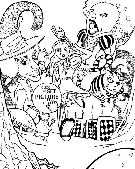 Alice In Wonderland Coloring Pages Movie For Kids Printable Free