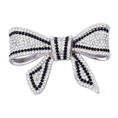 bow brooch white and black rhinestone bow brooch pin t etsy