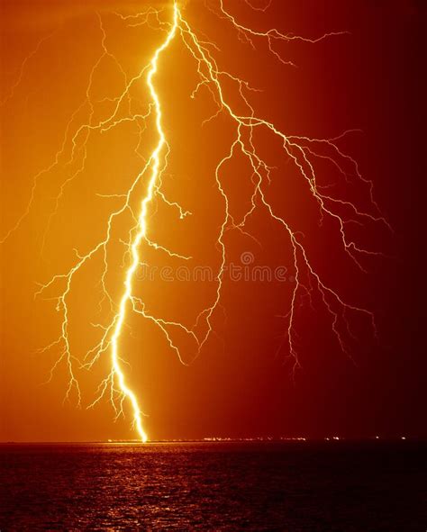 Lightning Stock Image Image Of Storm Orange Warm Lightning 24493447
