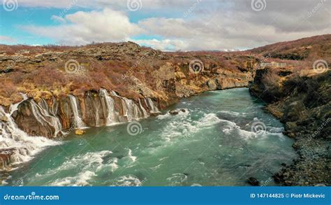Cascade Falls Barnafossar Husafell Iceland Stock Image Image Of