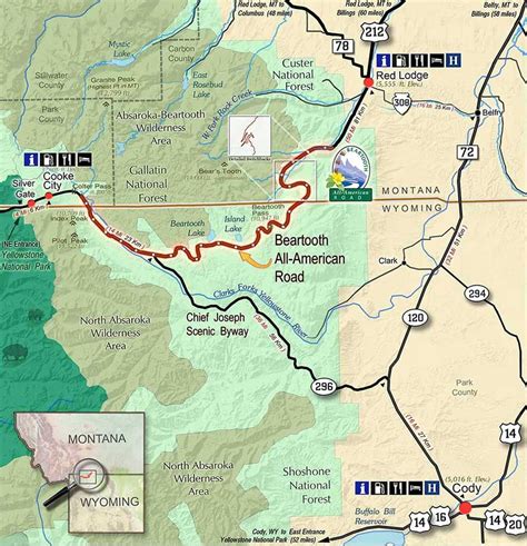 Map Of The Beartooth Highway Road Trip Planning Yellowstone Trip