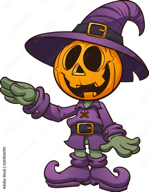 Happy Cartoon Halloween Jack O Lantern Character Vector Clip Art
