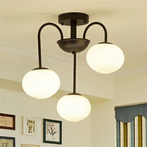 Elliptical Dining Room Flush Ceiling Light Opal Glass Nordic Led Semi