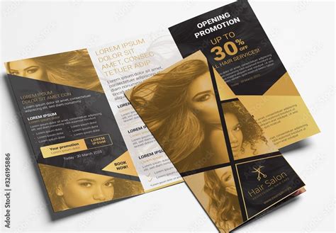 Hair Salon Trifold Brochure Layout Stock Template Adobe Stock