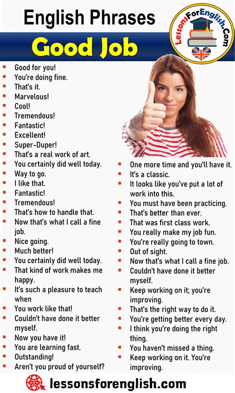Different Ways To Say Good Job English Phrases Say Good Job Good For