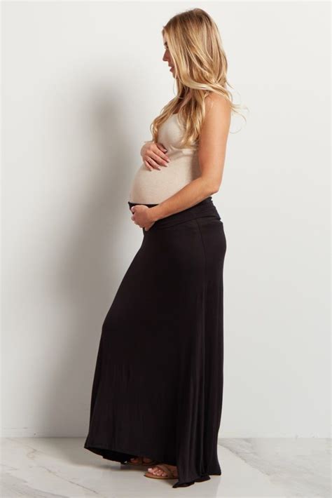Black Basic Maternity Maxi Skirt Maternity Maxi Skirts Maternity