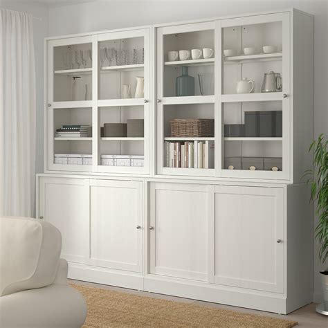 Havsta Storage With Sliding Glass Doors White 95 14x18 12x83 12