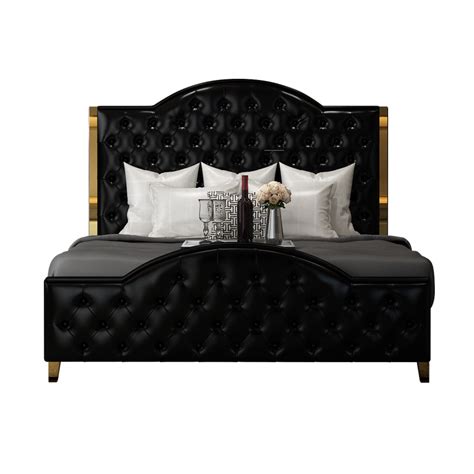 Modern Bedroom Set Luxury Italian Design Tufted Royal King Size Black