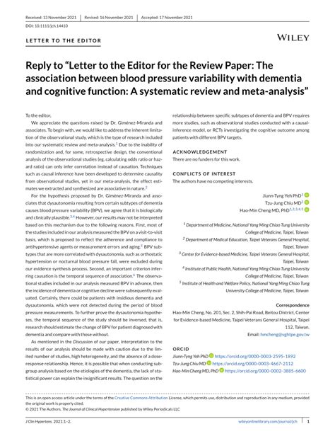 PDF Reply To Letter To The Editor For The Review Paper The