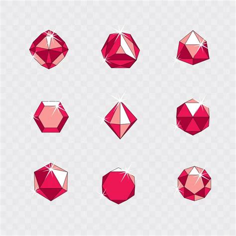 Set Vector Glossy Red Ruby Gems Illustrations Creative Business Logo
