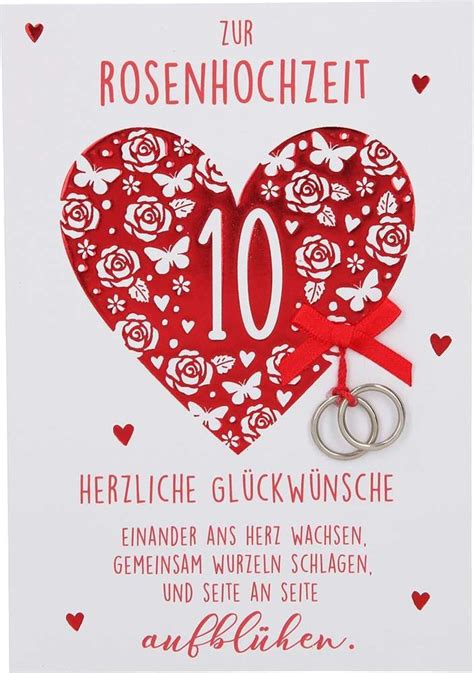 Herzliche glückwünsche zu eurer … hochzeit / zu eurem … hochzeitstag. Glückwunschkarte "Zur Rosenhochzeit" Karte zum 10 ...