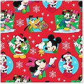 Disney Mickey and Minnie on Red Christmas Wrapping Paper Roll, 30 sq ...