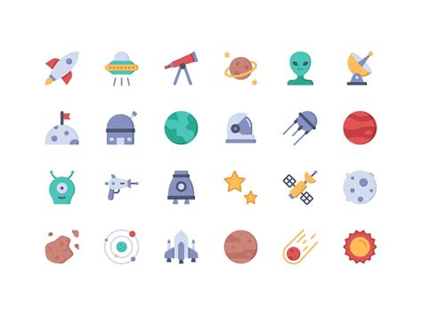 Space Objects Flat Icon Set 2745492 Vector Art At Vecteezy