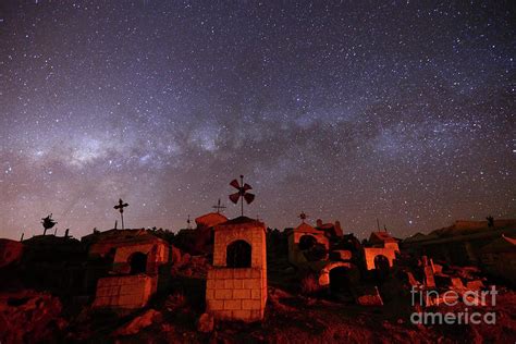 Milky Way Setting Over Milluni Cemetery Bolivia Photograph By James