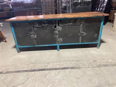 Vintage Industrial Workbench Blue With Original Top For Sale At Pamono