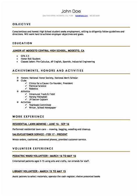 43 High School Student Resume Objective For College That You Should Know