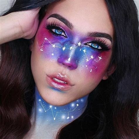 Galaxy Face Makeup Creates The Swirling Cosmos Across The Skin