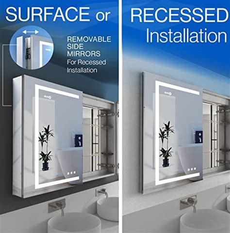 Kristallum Bathroom Mirror Cabinet 48x32 Surface Or Recessed Led